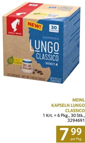 Transgourmet MEINL KAPSELN LUNGO CLASSICO per Pkg. Angebot