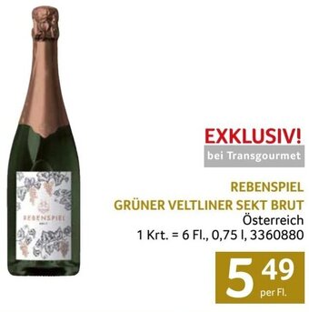 Transgourmet REBENSPIEL GRÜNER VELTLINER SEKT BRUT per Fl. Angebot