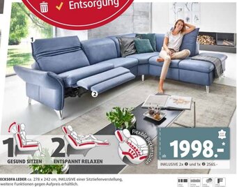 Polstermöbel Fischer ECKSOFA LEDER ca. 278 x 242 cm Angebot