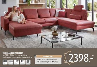 Polstermöbel Fischer WOHNLANDSCHAFT LEDER ca. 179 x 316 x 194 cm Angebot