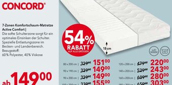 Matratzen Concord CONCORD 7-Zonen Komfortschaum-Matratze Active Comfort 90 x 190 cm Angebot