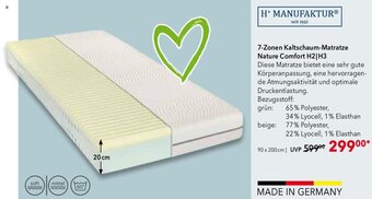Matratzen Concord 7-Zonen Kaltschaum-Matratze Nature Comfort H2|H3 Angebot