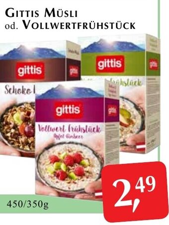 Winkler Markt GITTIS MÜSLI od. VOLLWERTFRÜHSTÜCK 450/350 g Angebot