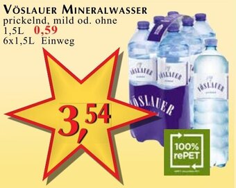 VÖSLAUER MINERALWASSER prickelnd, mild od. ohne 1,5L 0,59 6x1,5L Einweg