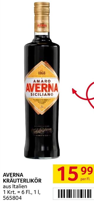 Transgourmet AVERNA KRÄUTERLIKÖR per Fl Angebot