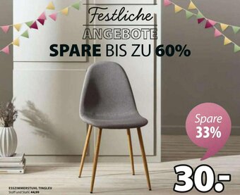 JYSK ESSZIMMERSTUHL TINGLEV Stoff und Stahl. Angebot