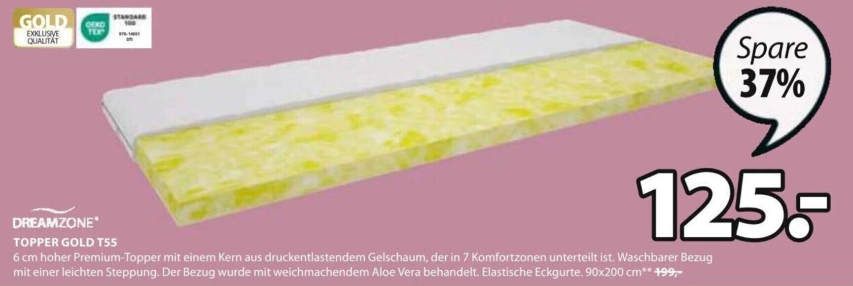 TOPPER GOLD T55 90x200 cm Angebot bei JYSK