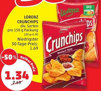 PENNY LORENZ CRUNCHIPS div. Sorten pro 150 g Packung Angebot