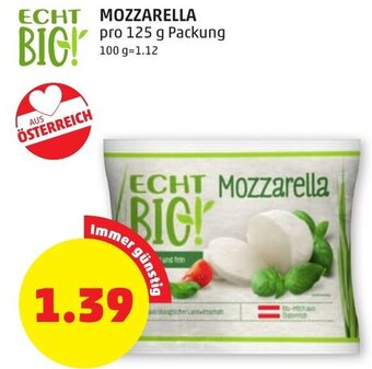 PENNY MOZZARELLA pro 125 g Packung Angebot