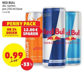 PENNY RED BULL div. Sorten pro 250 ml Dose Angebot