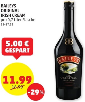 PENNY BAILEYS ORIGINAL IRISH CREAM pro 0,7 Liter Flasche Angebot