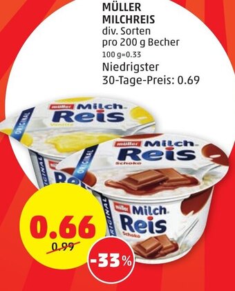 PENNY MÜLLER MILCHREIS div. Sorten pro 200 g Becher Angebot