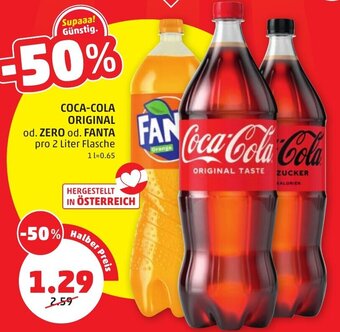 PENNY COCA-COLA ORIGINAL od. ZERO od. FANTA pro 2 Liter Flasche Angebot