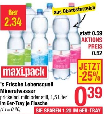 Maximarkt 's Frische Lebensquell Mineralwasser Angebot