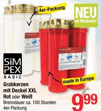 Maximarkt Grabkerzen mit Deckel XXL Rot oder Weiß Angebot