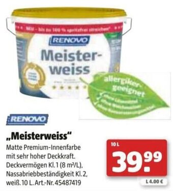 Hagebau RENOVO ,,Meisterweiss" Angebot