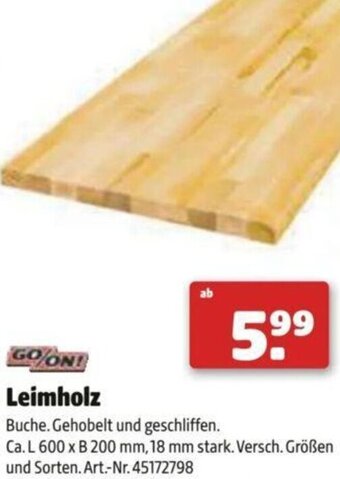 Hagebau GO ON! Leimholz Angebot