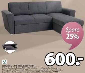 JYSK SCHLAFSOFA MIT CHAISELONGUE VEJLBY Angebot