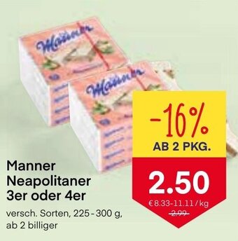 MPreis Manner Neapolitaner 3er oder 4er 225-300 g Angebot