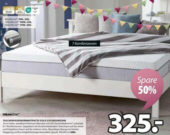 JYSK TASCHENFEDERKERNMATRATZE GOLD S70 DREAMZONE Angebot
