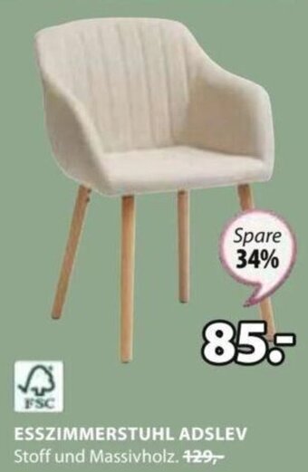 JYSK ESSZIMMERSTUHL ADSLEV Stoff und Massivholz. Angebot