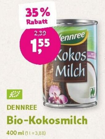 Denn's Biomarkt DENNREE Bio-Kokosmilch 400 ml Angebot