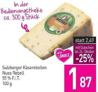 Sutterlüty Sulzberger Käserebellen Nuss Rebell 55 % F.I.T. 100 g Angebot