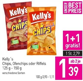 Sutterlüty Kelly's Chips, Ofenchips oder Riffels 125 g - 150 g Angebot