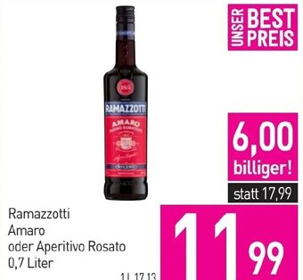 Sutterlüty Ramazzotti Amaro oder Aperitivo Rosato 0,7 Liter Angebot