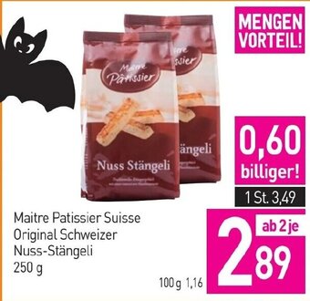 Sutterlüty Maitre Patissier Suisse Original Schweizer Nuss-Stängeli 250 g Angebot