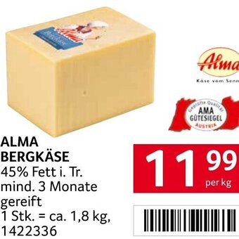 Transgourmet ALMA BERGKÄSE per kg Angebot