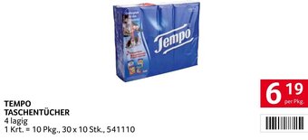 Transgourmet TEMPO TASCHENTÜCHER 4 lagig per Pkg. Angebot