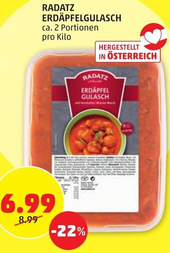 PENNY RADATZ ERDÄPFELGULASCH pro Kilo Angebot