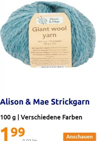 Action Alison & Mae Strickgarn 100 g Angebot