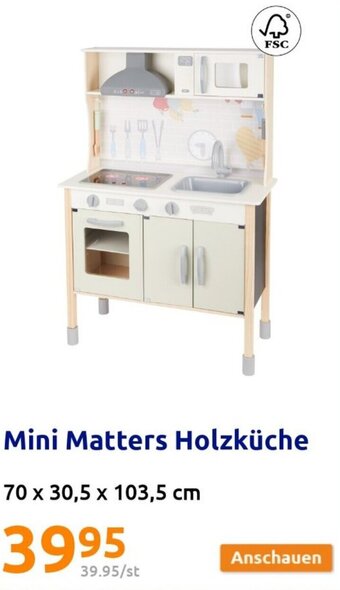 Action Mini Matters Holzküche 70 x 30,5 x 103,5 cm Angebot