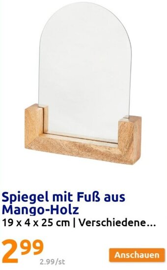 Action Spiegel mit Fuß aus Mango-Holz 19 x 4 x 25 cm Angebot