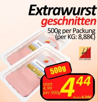 Wurstico Extrawurst geschnitten 500g per Packung Angebot