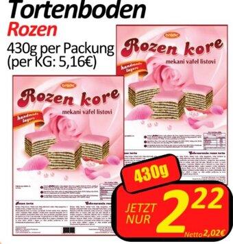 Wurstico Tortenboden Rozen 430g per Packung Angebot