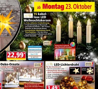 Norma 15 kabel- lose LED Weihnachtskerzen Angebot