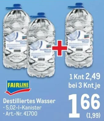 Metro Destilliertes Wasser Angebot