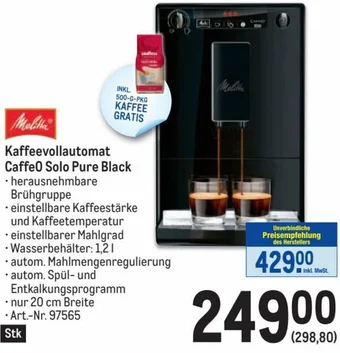 Metro Kaffeevollautomat Caffeo Solo Pure Black Angebot