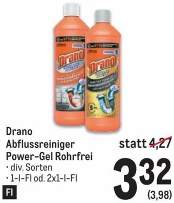 Metro Drano Abflussreiniger Power-Gel Rohrfrei Angebot