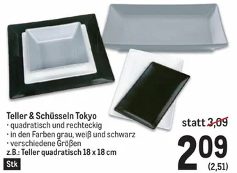 Metro Teller & Schüsseln Tokyo z.B.: Teller quadratisch 18 x 18 cm Angebot