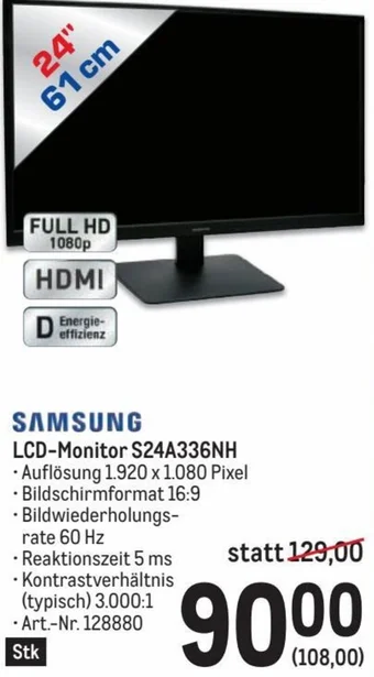 Metro SAMSUNG LCD-Monitor S24A336NH Angebot