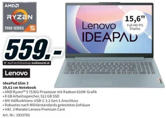 Media Markt IdeaPad Slim 3 39,62 cm Notebook Angebot