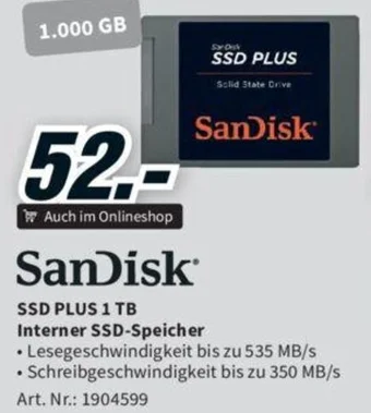 Media Markt SanDisk SSD PLUS 1 TB Interner SSD-Speicher Angebot