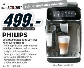 Media Markt PHILIPS EP 3347/90 Serie 3300 Latte Go Kaffeevollautomat Angebot