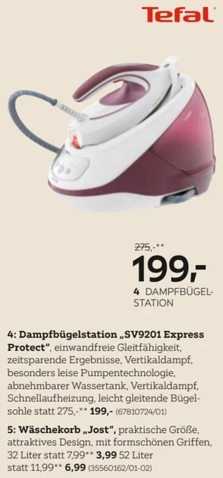 XXXLutz Tefal Dampfbügelstation „SV9201 Express Protect" Angebot