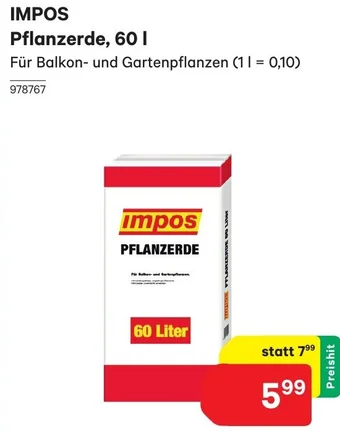 Lagerhaus IMPOS Pflanzerde, 60 I Angebot