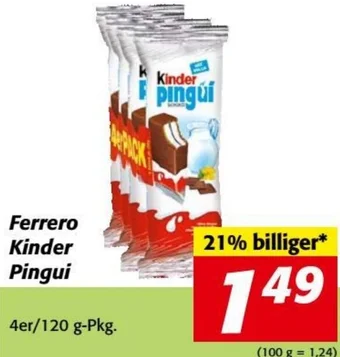 Nah&Frisch Ferrero Kinder Pingui 4er/120 g-Pkg. Angebot